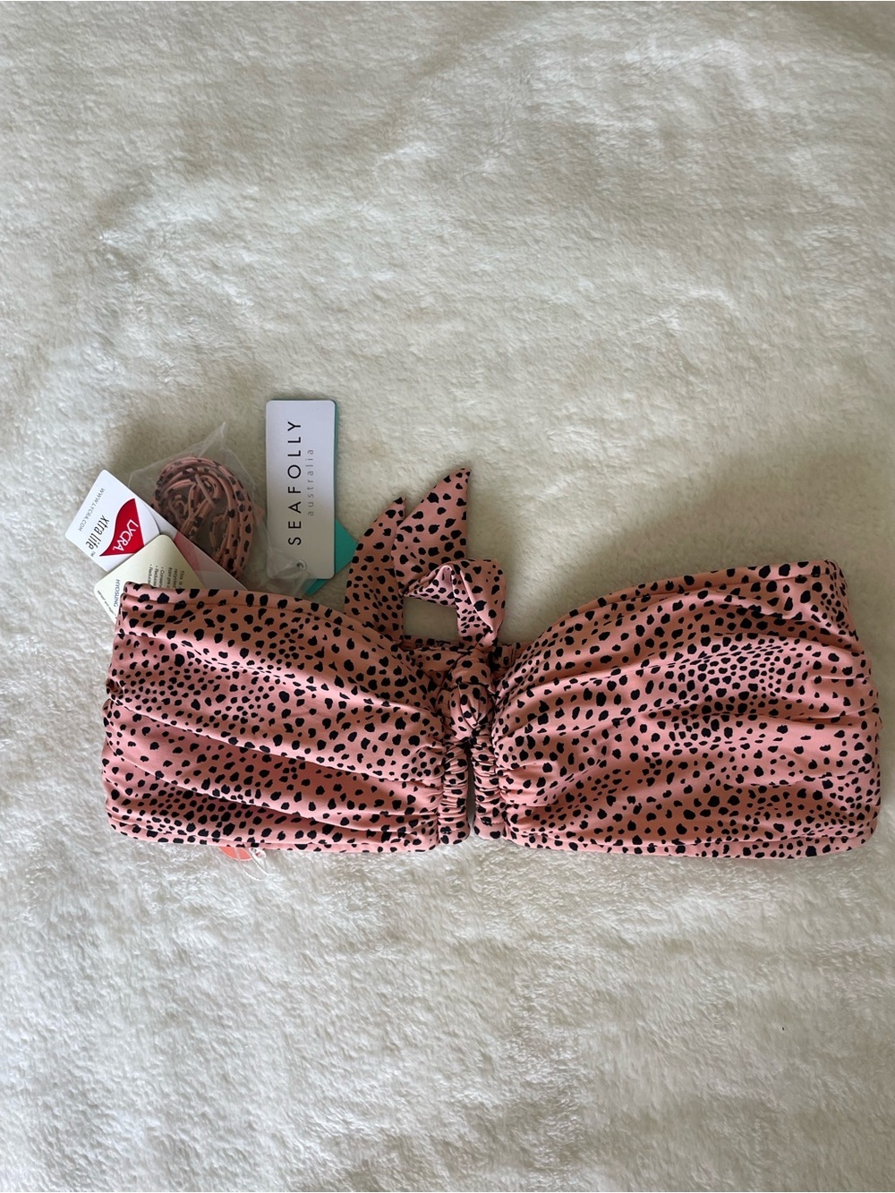 Seafolly Safari Spot in Rose Sands Bandeau Bikini Top